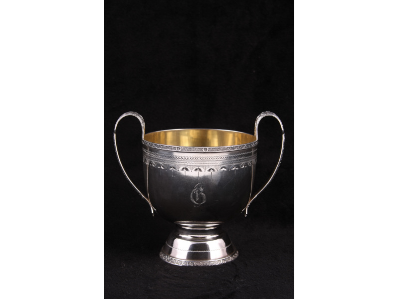 Appraisal: Tiffany Co Sterling Loving Cup ca double applied strap handles