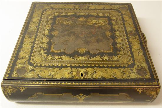 Appraisal: th century Japanese lacquered writing box the top with gilt