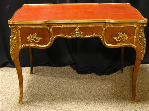 Appraisal: LOUIS XV STYLE ORMOLU PARQUETRY BUREAU PLAT Third quarter th