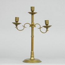 Appraisal: Brass Candleabra Single tri-light candle holder with adjustable movement with