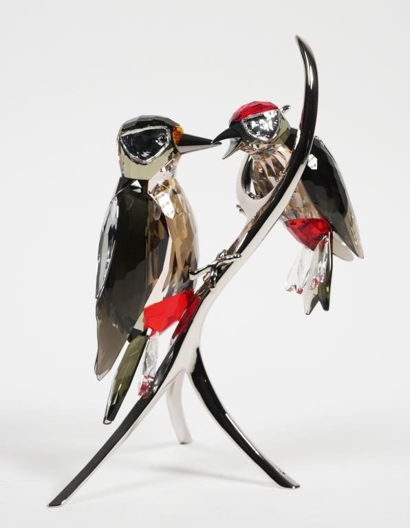 Appraisal: SWAROVSKI CRYSTAL WOODPECKERS BLACK DIAMONDRetired Swarovski Paradise Birds - Woodpeckers