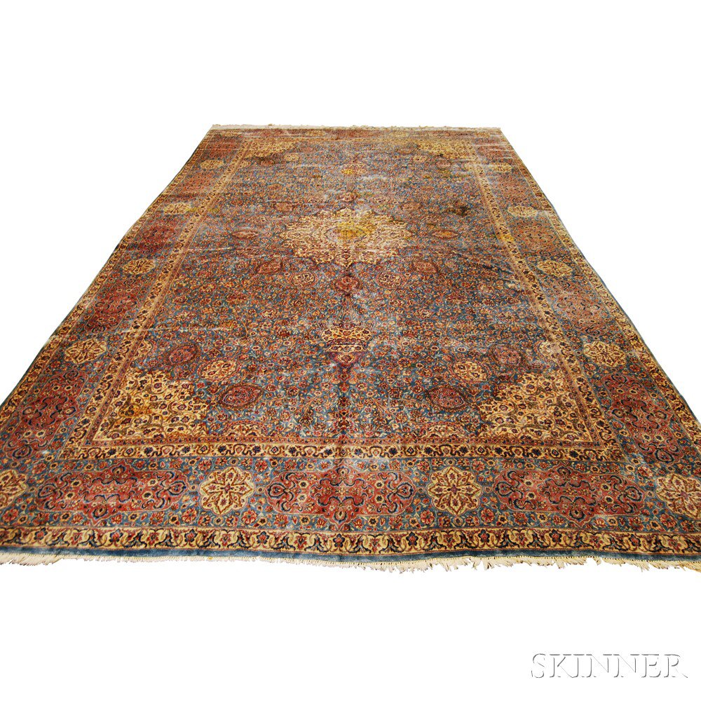 Appraisal: Kerman Carpet Southeast Persia mid- th century areas of staining