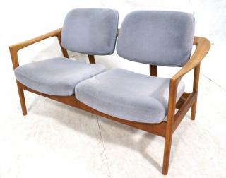 Appraisal: Pale Blue Upholstered Double Seat Bench DUX Dani Pale Blue