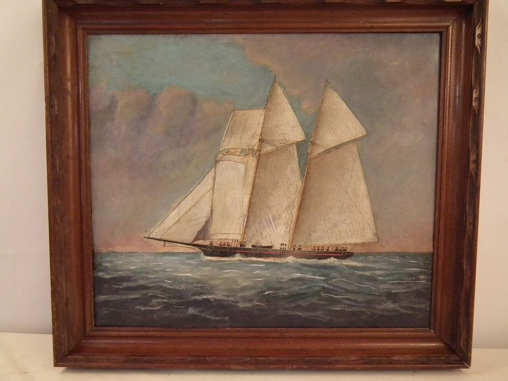 Appraisal: ANTIQUE PORTRAIT OF WANDERER SLAVE SHIP th century oil on