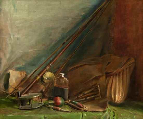 Appraisal: English School th th century A still life of fishing