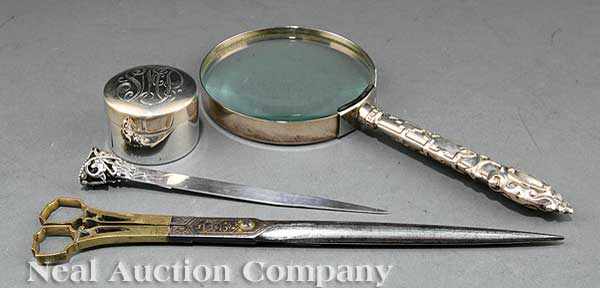 Appraisal: A Group of Antique Desk Accessories including a Victorian silverplate