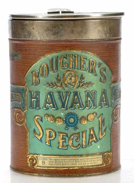 Appraisal: Boucher s Cigar Counter Dispenser Description Round tin with embossed