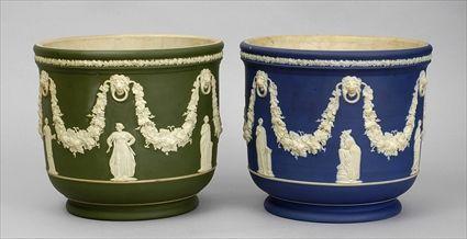 Appraisal: TWO WEDGWOOD JASPERWARE JARDINI RES Each impressed Wedgwood England each