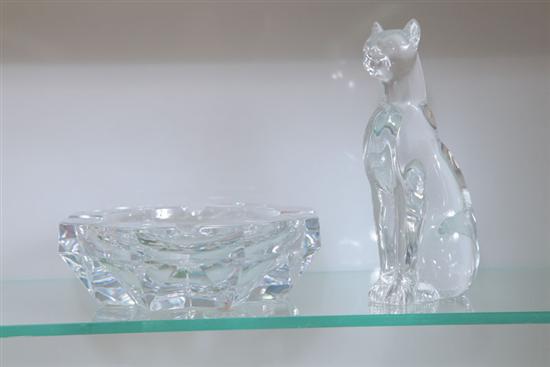 Appraisal: TWO PIECES OF BACCARAT CRYSTAL A seated cat '' h