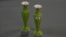 Appraisal: A pair of Copeland Garrett Felspar green and gilt ground