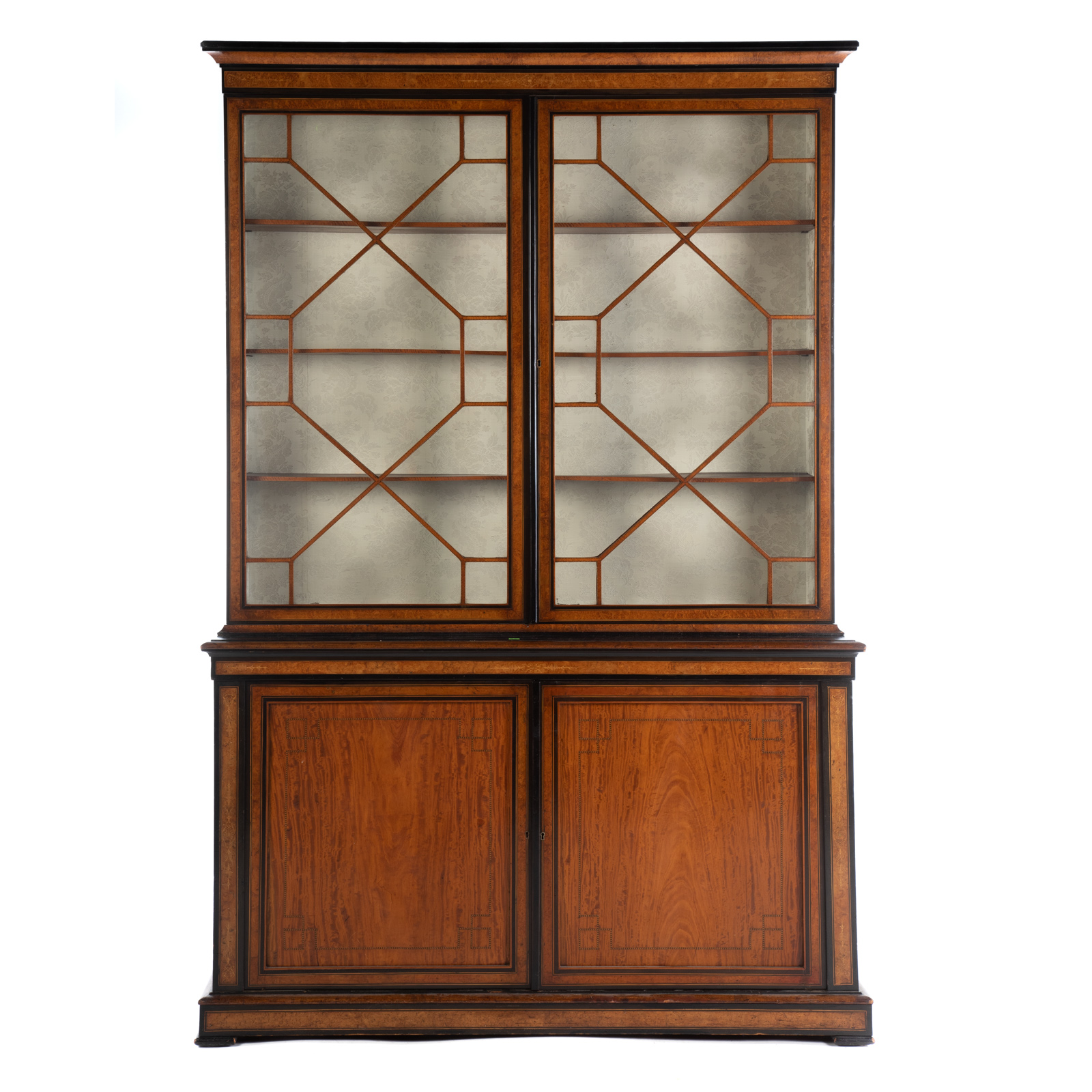 Appraisal: BIEDERMEIER MIXED WOOD BREAKFRONT Second half- th century upper case