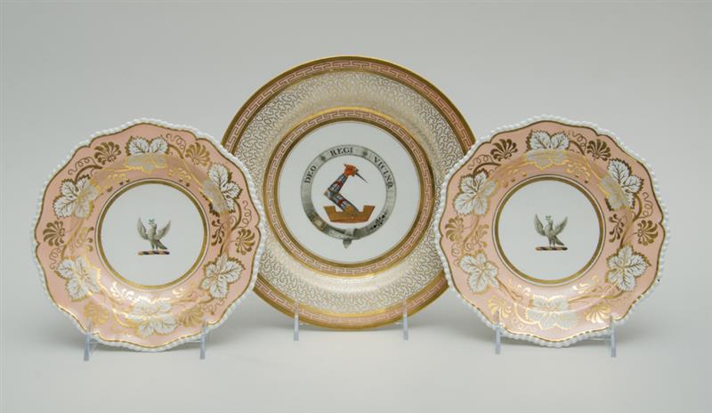 Appraisal: BARR FLIGHT BARR PORCELAIN ARMORIAL PLATE AND TWO BARR FLIGHT