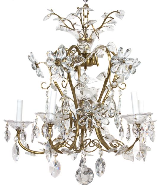 Appraisal: Sale Lot A Contemporary Gilt Metal and Glass Five-Light Chandelier