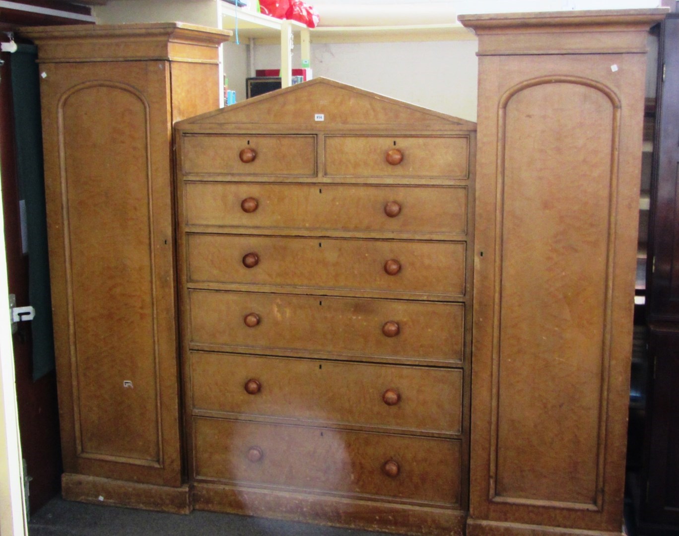 Appraisal: A Victorian scumble painted sentry wardrobe the two short and