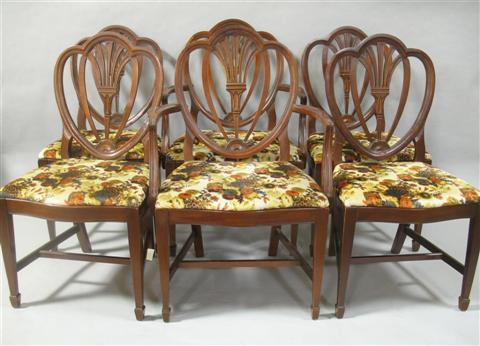 Appraisal: SET SIX HEPPLEWHITE DREXEL MAHOGANY DINING CHAIRS Consisting of two