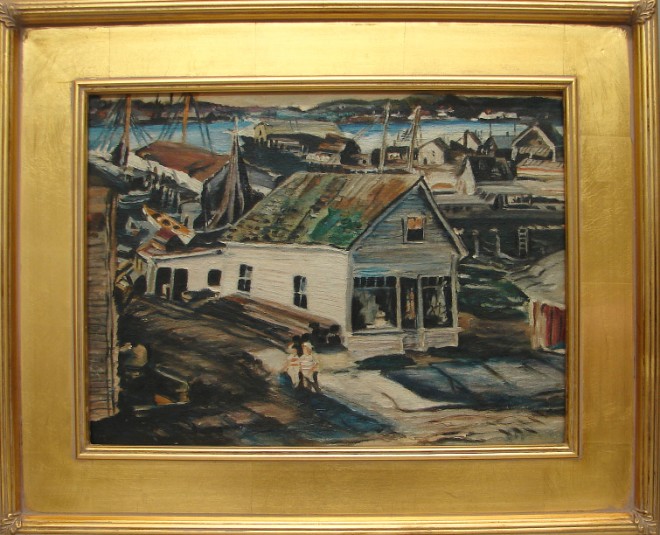 Appraisal: Henry Gasser Boat Yard oil on canvas board x Artist