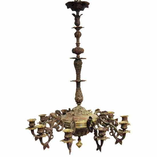 Appraisal: A Swedish Empire Style Cast Spelter and Brass Chandelier circa