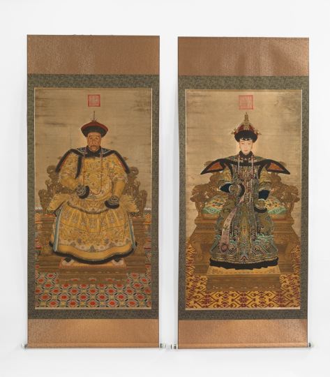 Appraisal: Large and Attractive Pair of Kuang-Hsu Ancestor Portrait Scrolls fourth