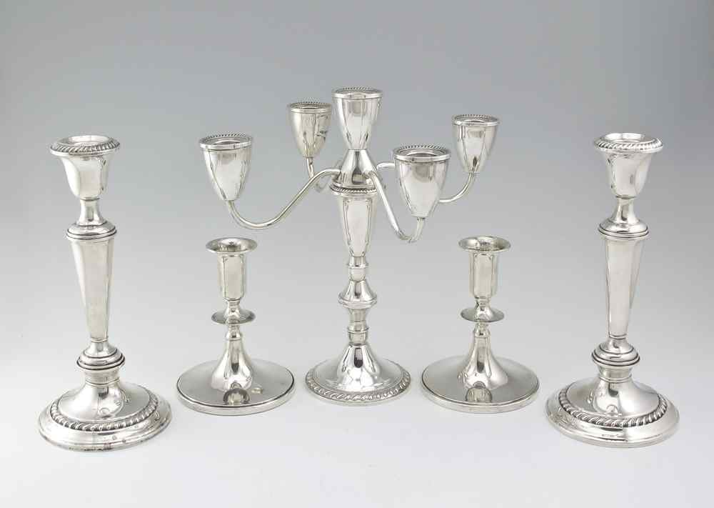 Appraisal: COLLECTION OF WEIGHTED STERLING CANDLESTICKS To include Pair of Gorham