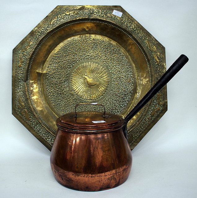 Appraisal: AN OLD INDIAN BRASS OCTAGONAL TRAY cm diameter together with