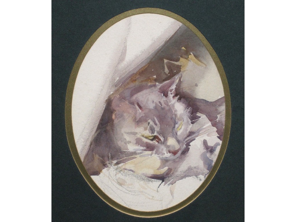 Appraisal: CHARLES ANDERSON Wash drawing of a cat