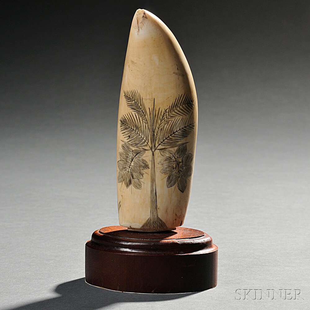 Appraisal: Scrimshaw Whale's Tooth America c carved on one side with