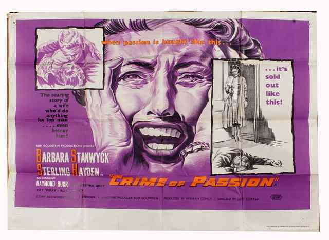 Appraisal: CRIME OF PASSION United Artists film noir starring Barbara Stanwyck