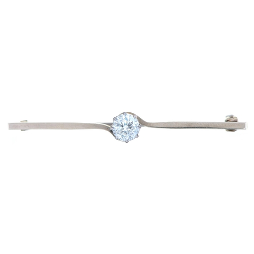 Appraisal: A white stone bar brooch in white gold mm l