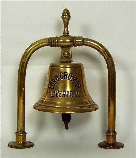 Appraisal: A brass ship's bell from the 'Lord Cromer' Liverpool within