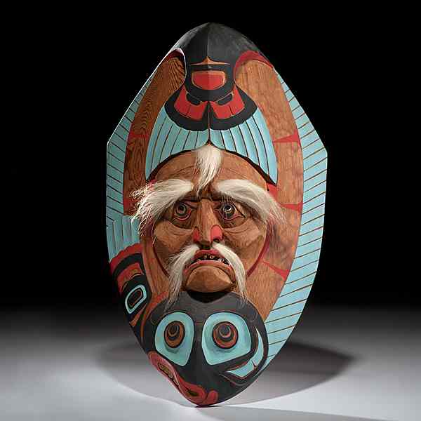 Appraisal: Don Lelooska Kwakiutl Carved Mask Old Man Halibut carved of