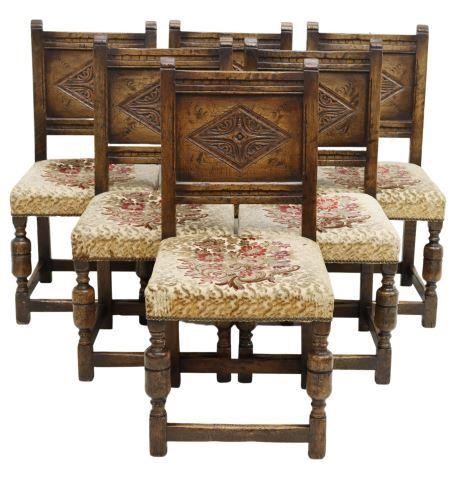 Appraisal: lot of English Jacobean style oak dining chairs mid th