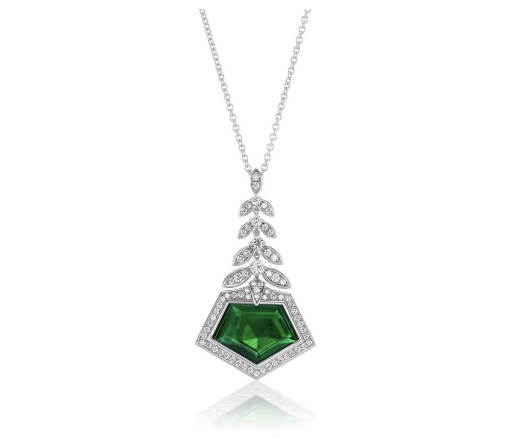 Appraisal: EMERALD AND DIAMOND PENDANT EMERALD AND DIAMOND PENDANT A truly