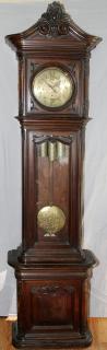 Appraisal: COUNTRY FRENCH CARVED WALNUT TALL CASE CLOCK COUNTRY FRENCH CARVED