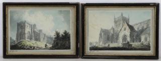 Appraisal: DAYES Edward Pair of Watercolors English Church Scenes Both signed