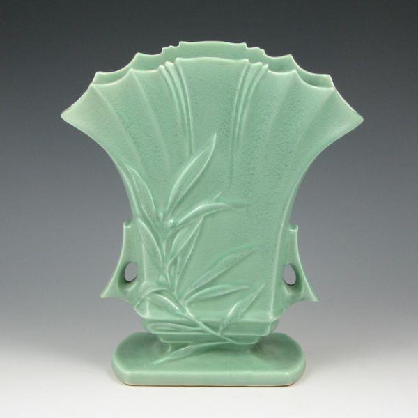 Appraisal: Roseville Crystal Green fan vase Marked Roseville - The corner