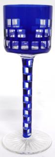 Appraisal: Blue Clear Bohemian Glass Wine Goblet Attributed to Otto Prutscher