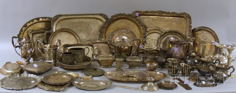 Appraisal: Group of Silver Plated Serving Material including eight trays water