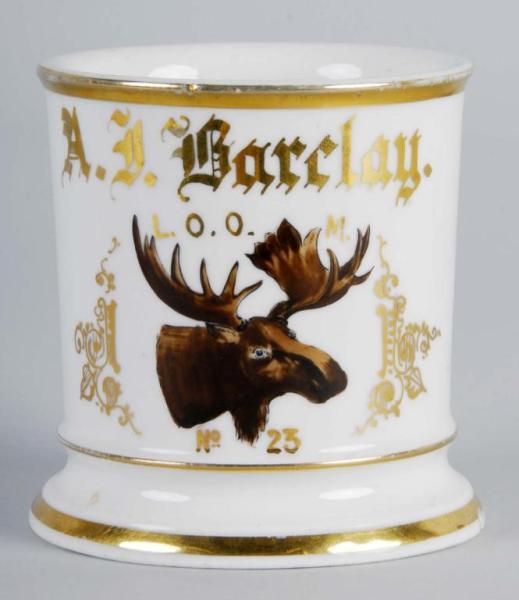 Appraisal: Occupational Shaving Barber Mug of Moose Description Polychrome paint Name