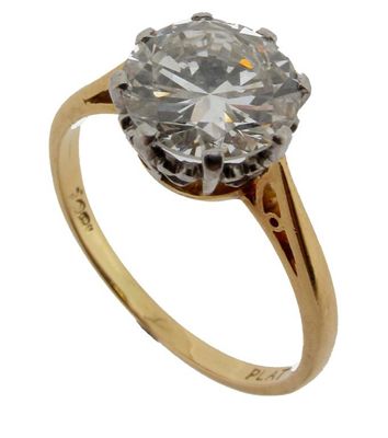 Appraisal: A diamond solitaire ring The brilliant cut circular diamond weighs