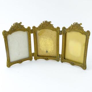 Appraisal: Antique Art Nouveau Royal M Mfg Co Gilt Bronze Triptych