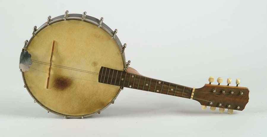 Appraisal: SMALL EIGHT STRING BANJO Eight keys on a standard type