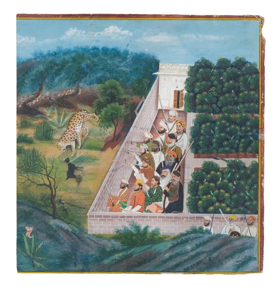 Appraisal: Sale Lot An Indian Gouache Painting depicting a hunting scene