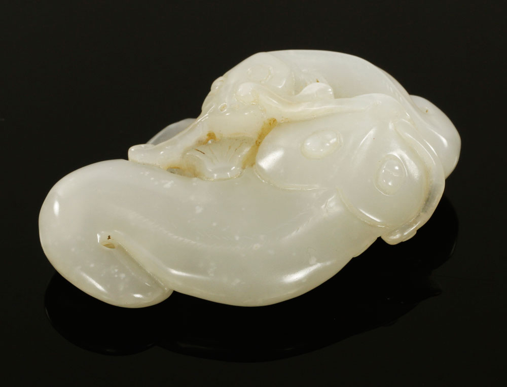 Appraisal: - Chinese White Jade Pendant Chinese pendant of a catfish