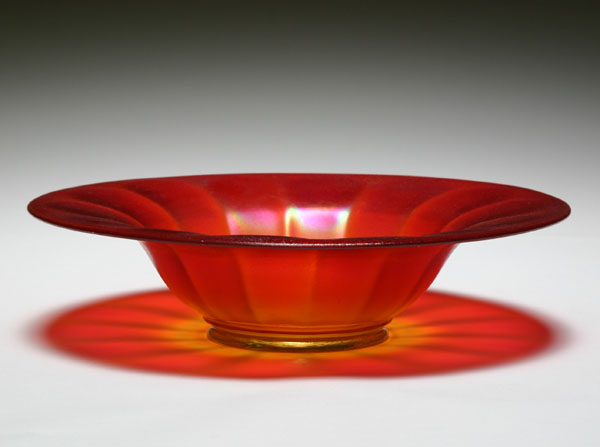 Appraisal: Imperial red stretch glass wide-panel bowl