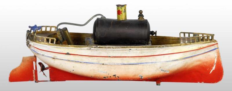 Appraisal: Hand-Painted Live Steam Plank Boat Toy Description German Some wear