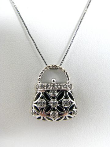 Appraisal: K White Gold reversible Onyx Diamond Purse Pendant on ''