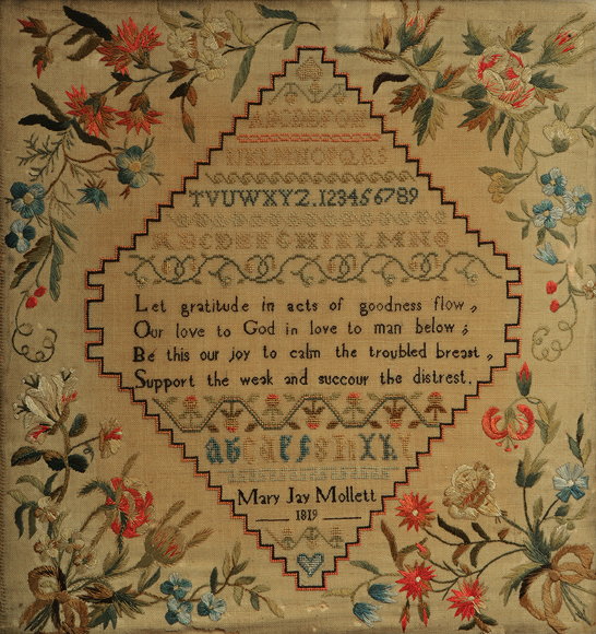 Appraisal: AN EARLY TH CENTURY SAMPLER by Mary J Mollet with