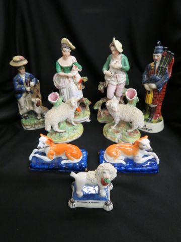 Appraisal: Staffordshire Pottery Figurines dogs lambs figurines some older