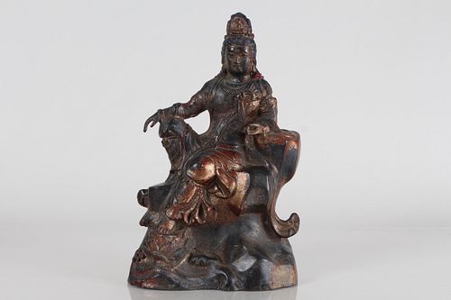 Appraisal: A CHINESE RELIGIOUS FORTUNE BUDDHA STATUEA Chinese Religious Fortune Buddha