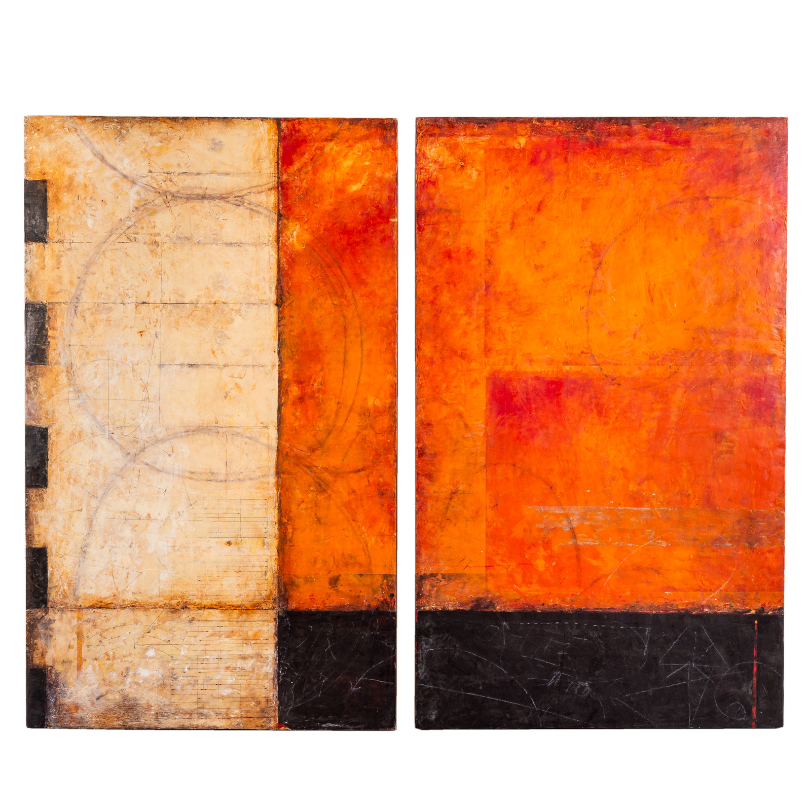 Appraisal: GRACEANN WARN UNTITLED ABSTRACT DIPTYCH MIXED MEDIA American th century